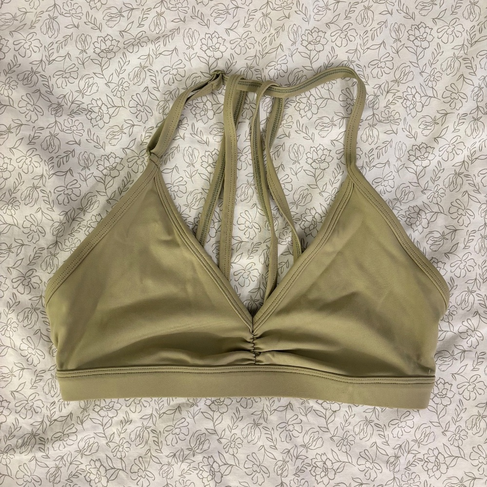 Pastel Green Sports Bra with Strappy Back